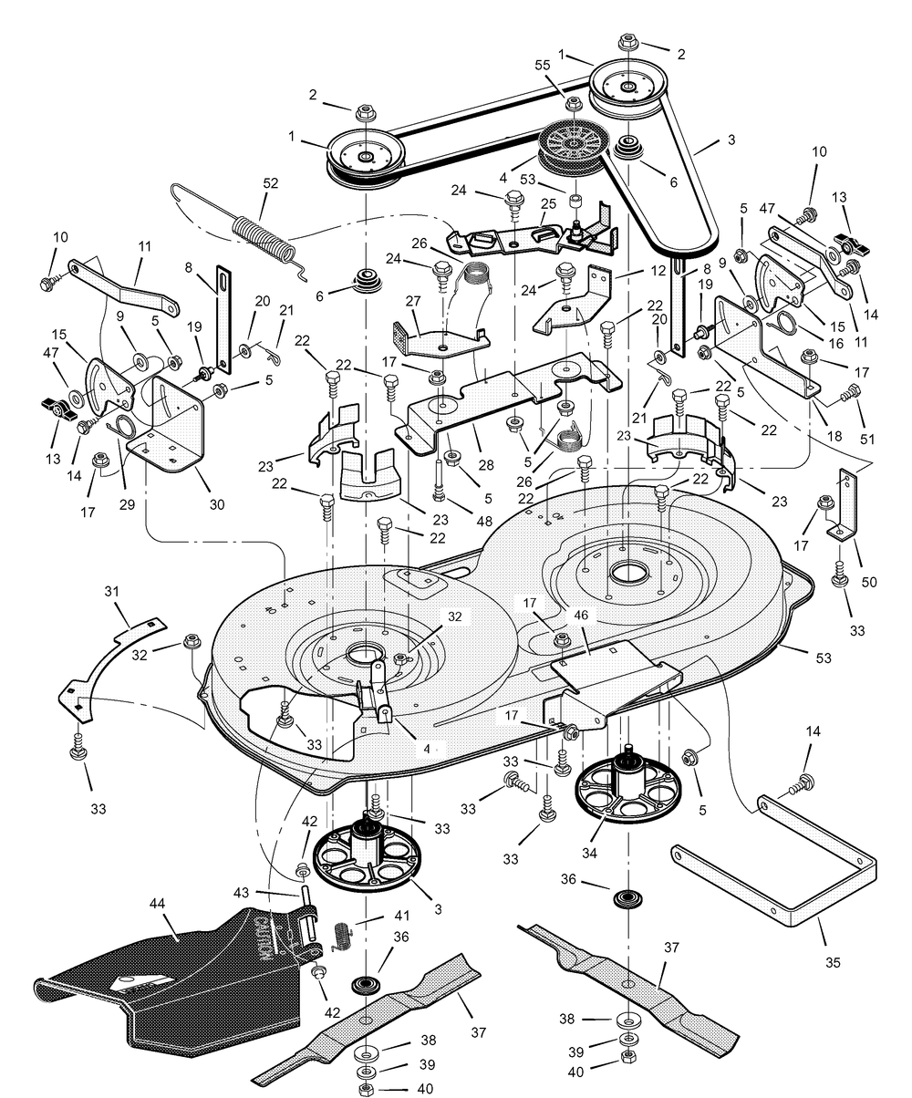Mower Housing Diagram and Parts List for 385300X30A 2003 Briggs and Stratton Lawn Tractor